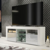 Pulse TV Unit - White with Grey Gloss Doors - 145cm