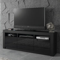 Shine TV Unit - Black with Gloss Doors - 160cm