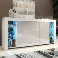 Eden Sideboard - White with Grey Gloss Doors & LED - 164cm
