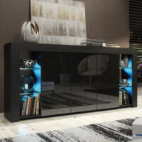 Eden Sideboard - Black with Gloss Doors & LED - 164cm
