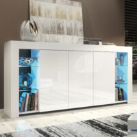 Eden Sideboard - White with Gloss Doors & LED - 164cm