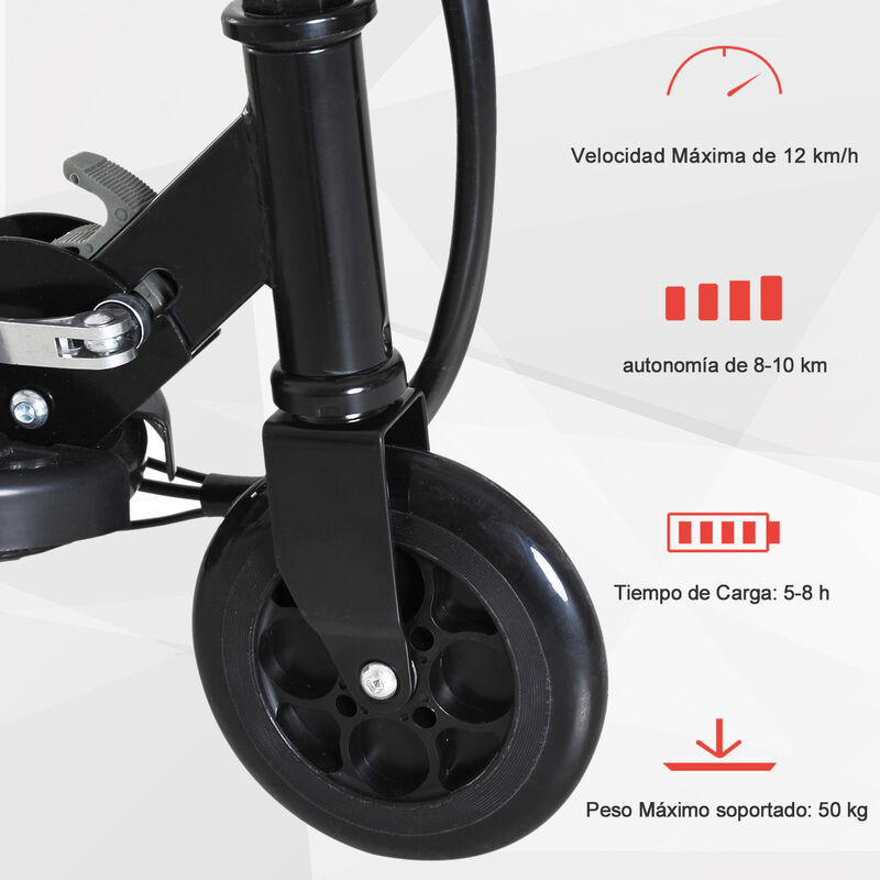 HOMCOM Patinete Eléctrico para Niños de +6 Años Scooter Eléctrico Plegable  con Altura Ajustable Batería 24V Velocidad Máxima 8 km/h Carga 50 kg  71x36,5x75-80 cm Rojo