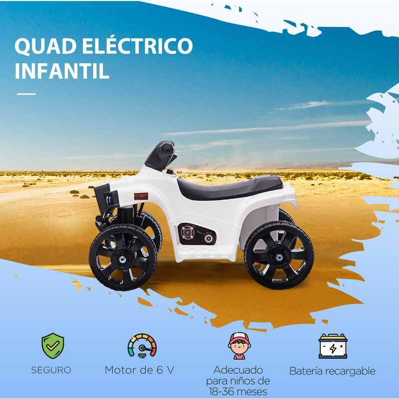 HOMCOM quad eléctrico para niños con remolque coche eléctrico cuatrimoto  para niños de 18-36 meses