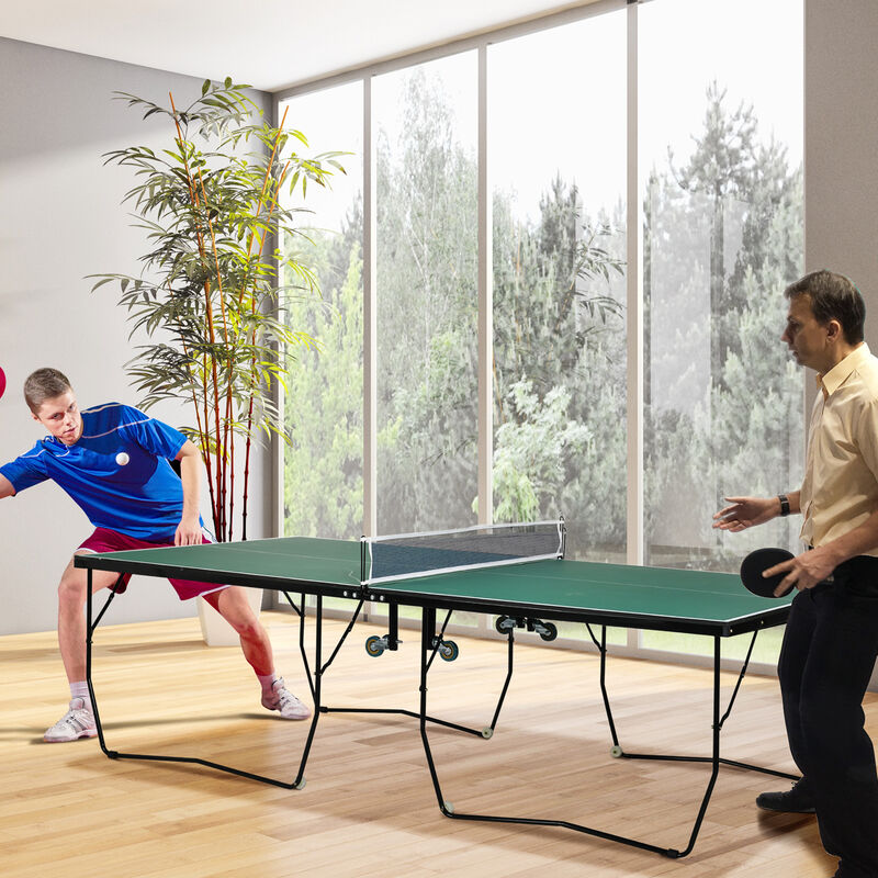  Pequeña mesa de ping pong, mesa de ping pong plegable portátil  para interiores y exteriores con 2 paletas, 3 pelotas y red : Deportes y  Actividades al Aire Libre