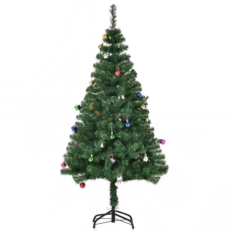 Árbol de Navidad 150 cm Incluye Decoración Artificial Verde y Blanco