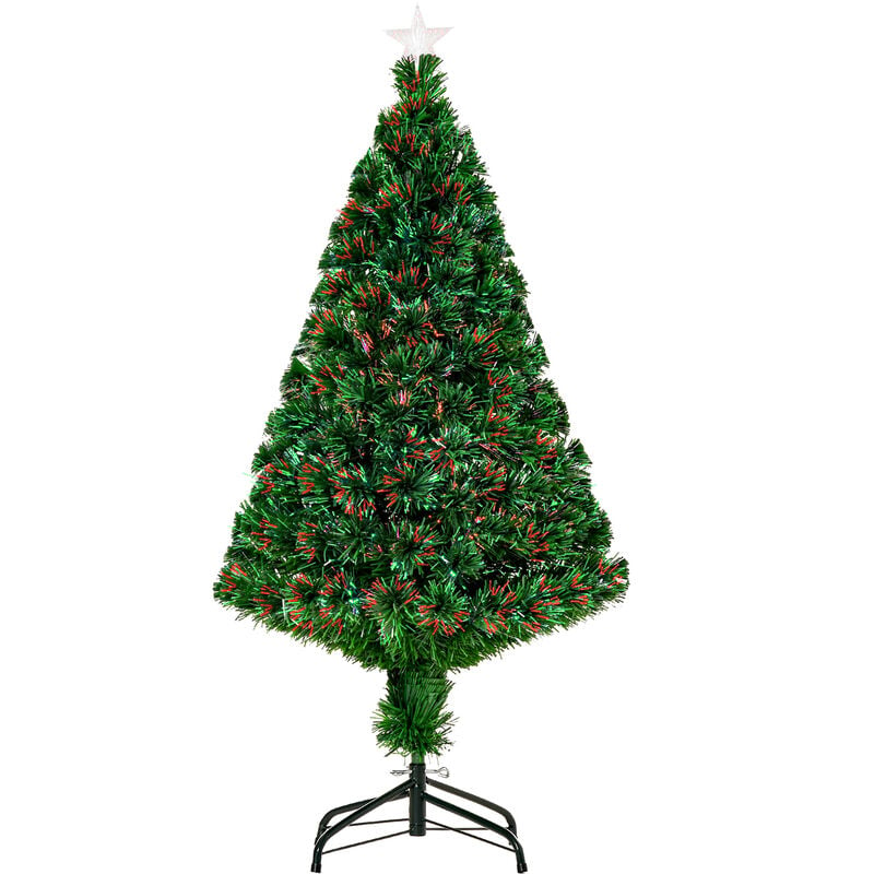 Árbol de Navidad de Fibra Óptica 120cm Multicolor con Base de Soporte