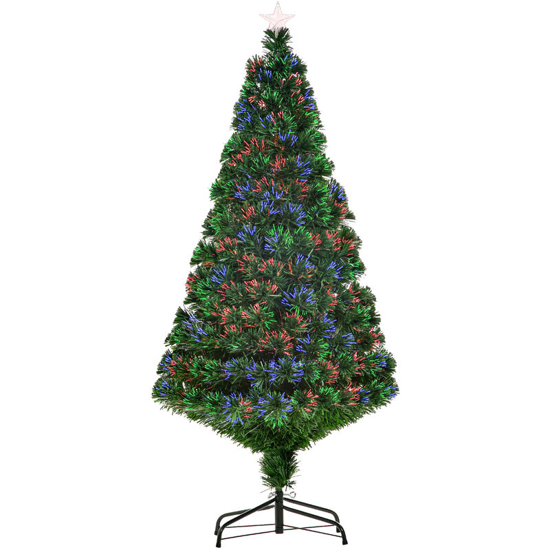 Árbol de Navidad de Fibra Óptica 150cm Multicolor con Base de Soporte