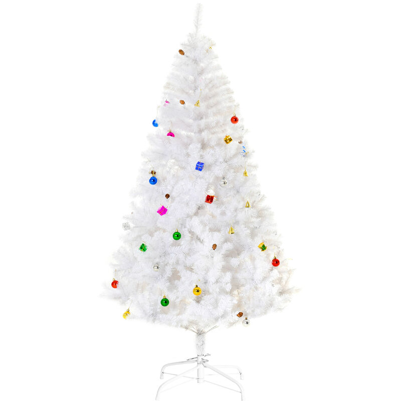 Árbol de Navidad Decoraciones Artificiales Incluidas 150/180 cm Verde y Blanco