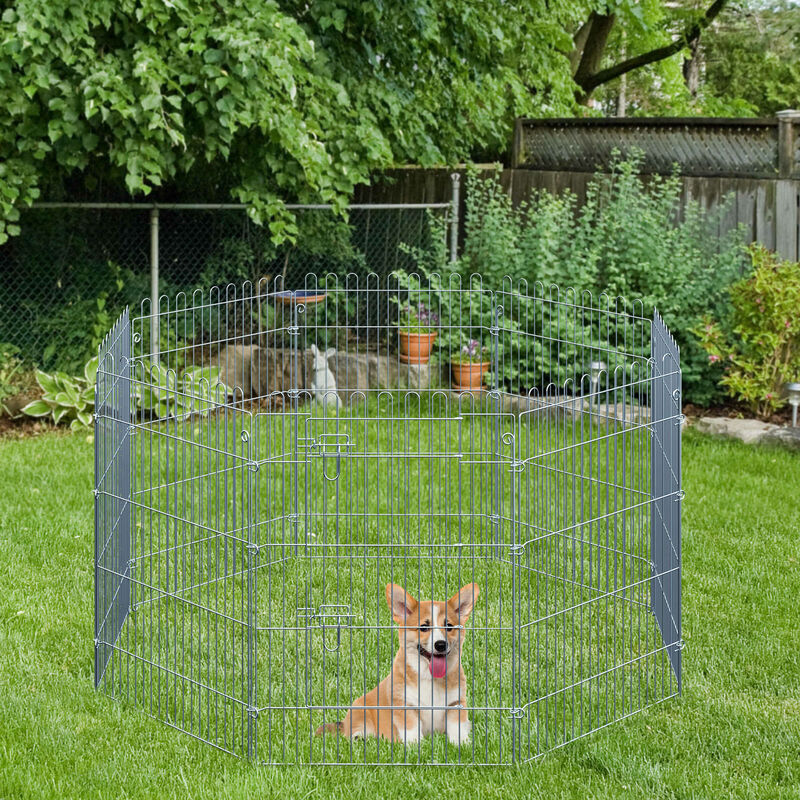 Parque Jaula Mascota Corral 8 Vallas para Perro Entrenamiento con Puerta  63x76 cm