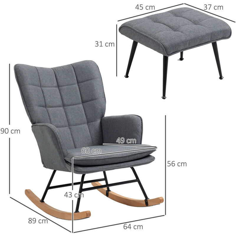 Mecedora, sillón reclinable relajante tapizado, con cojín acolchado grueso  y patas de madera, silla relajante de ocio, cómoda silla de descanso con