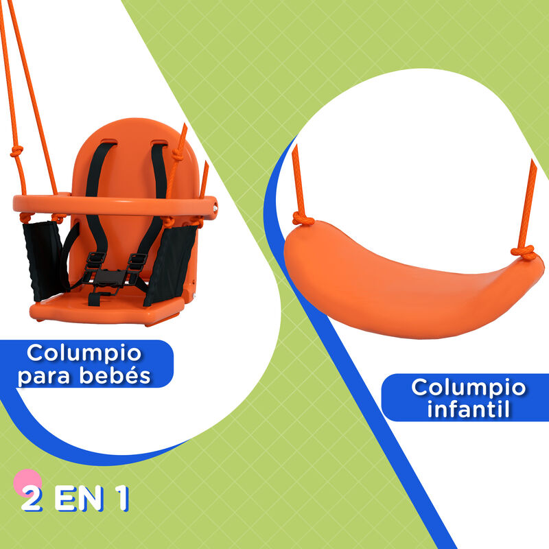 Outsunny Columpio Infantil 2 en 1 Columpio para Niños y Bebés con