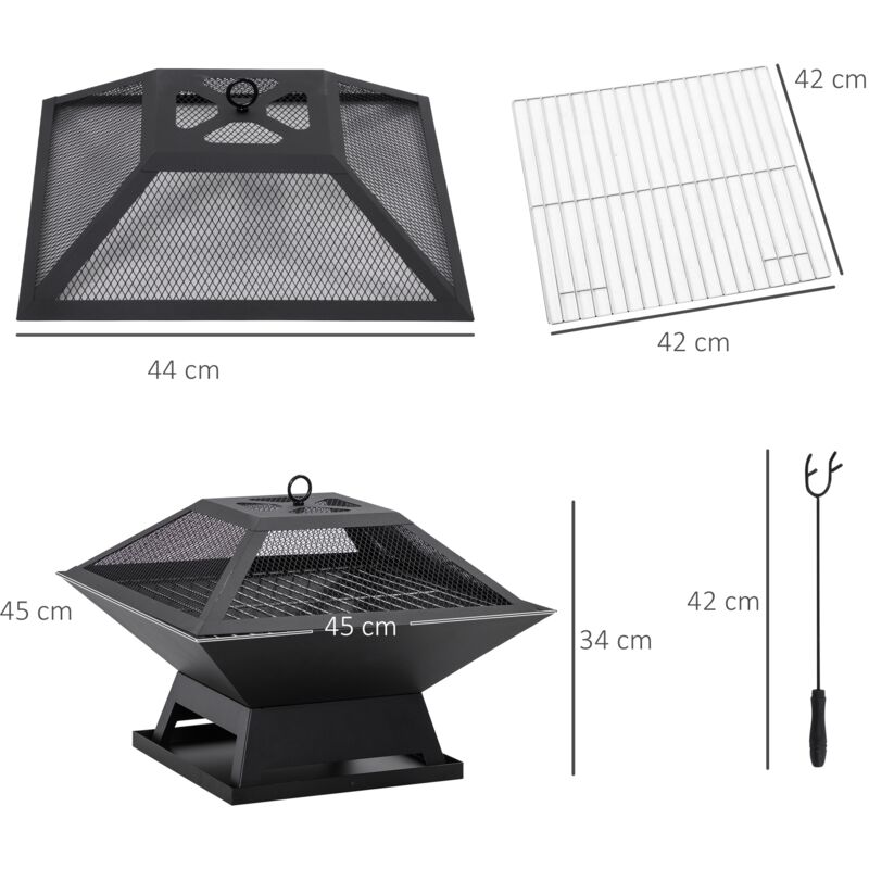 Tenedor Para Barbacoa Tramontina Churrasco Black - 42 Cm, Acero Inoxidable, Mango De Polipropileno Negro, Ideal Para Asados