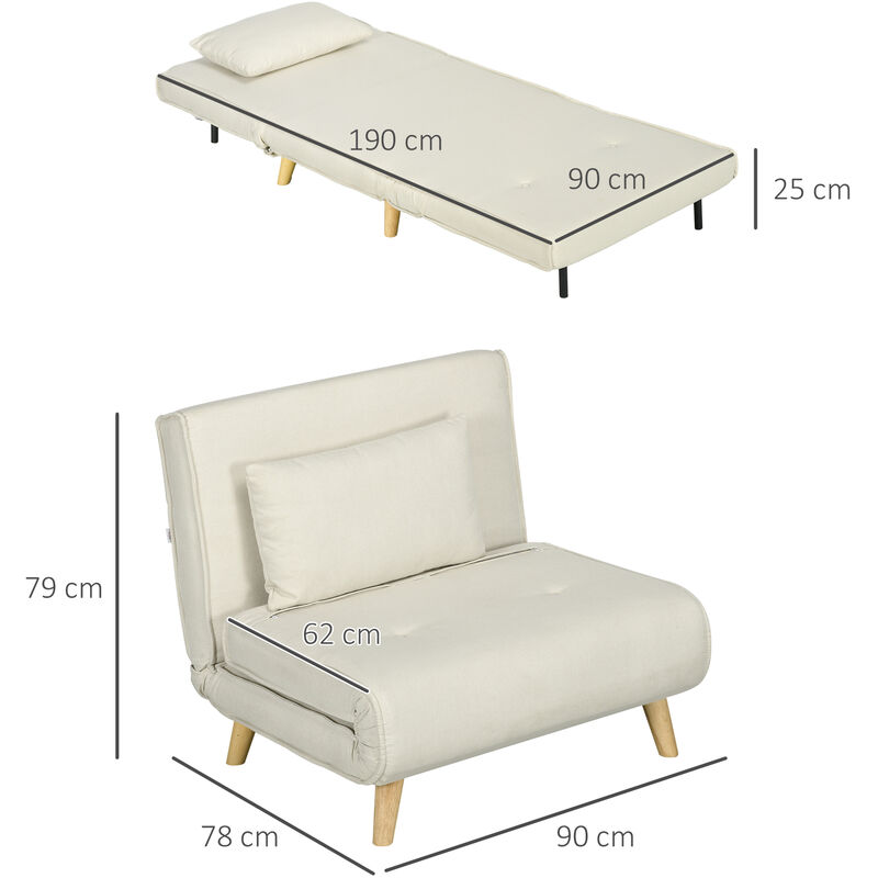 Sofá Cama Soini Plegable Diseño 2 En 1 Espuma Textil Metal 78 X