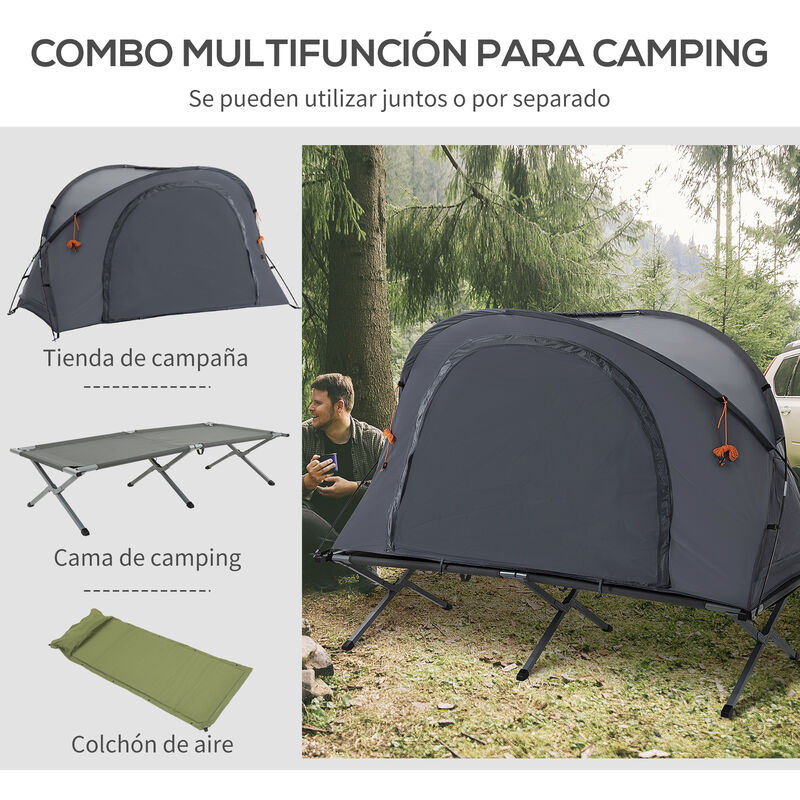 Outsunny cama de camping plegable cama de acampada con cojín