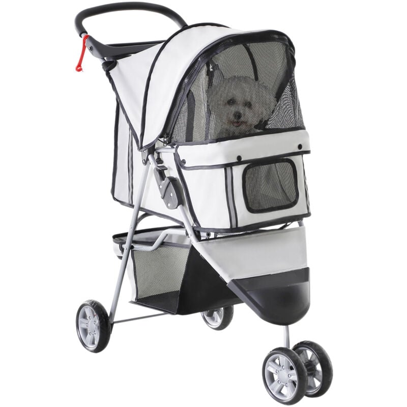 Carrito Para Perros y gatos pawhut pegable blanco 75x45x97cm nylon hasta 15 kg s porte pequeño cochecito plegable mascotas ruedas giran 360º