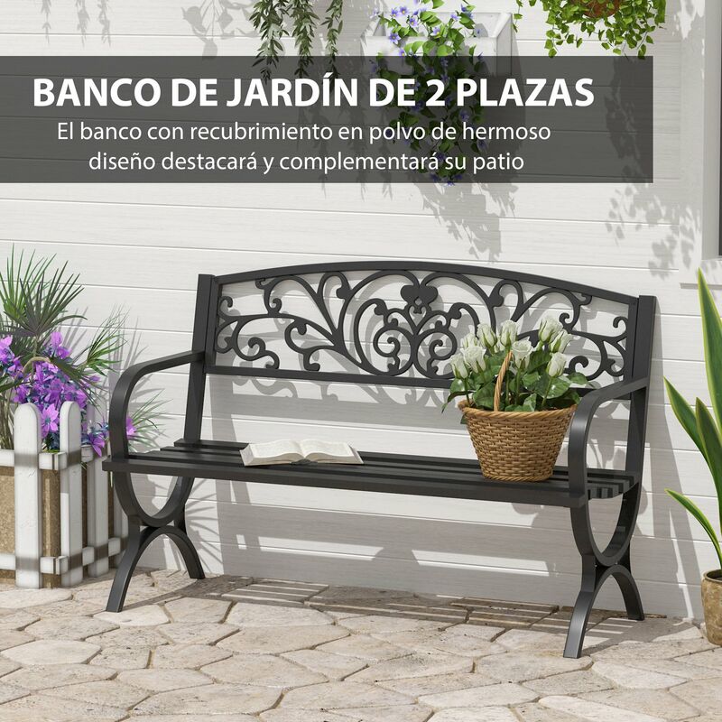 Outsunny Banco de Jardín de 2 Plazas de Plástico Banco para