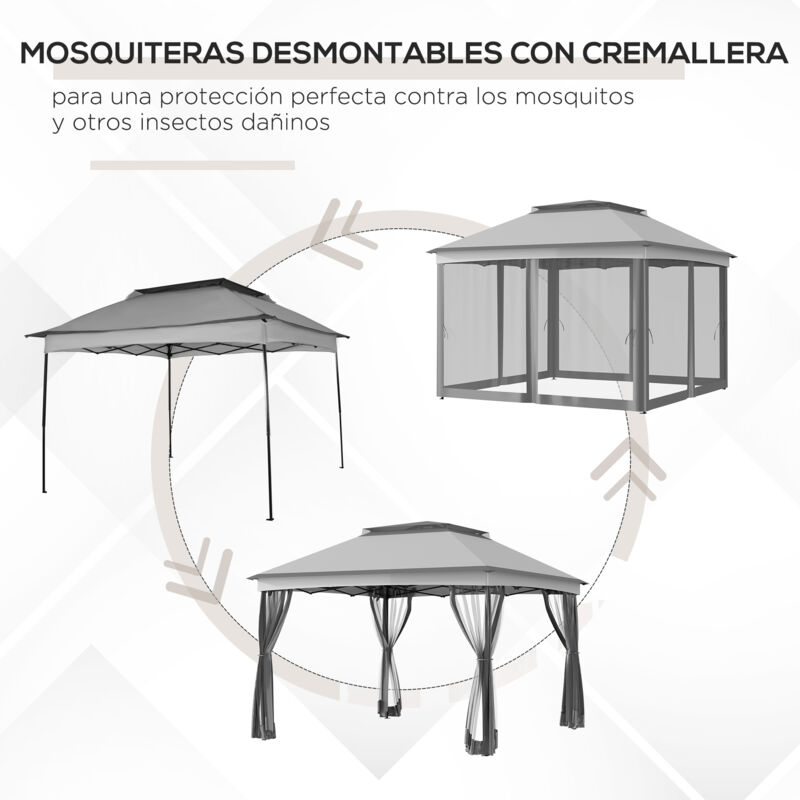 Parois Latérales Pour Tonnelle Outsunny 3x3m - Polyester Gris - 302x205cm - Lot De 4