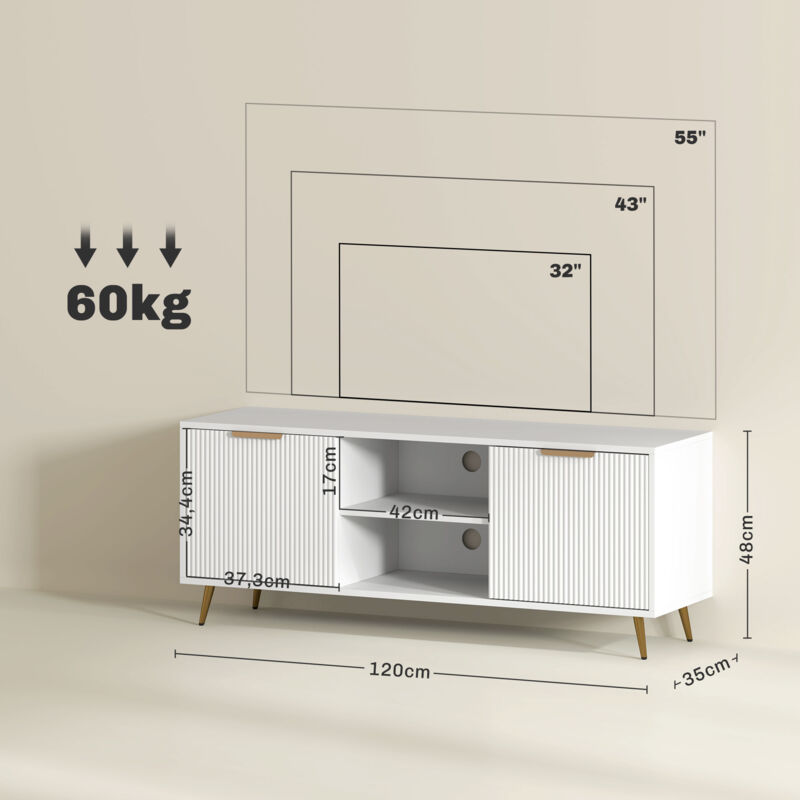 HOMCOM Mueble de TV con 2 Puertas 2 tant para Televisor 55'' 120x34x50 cm - AliExprs 1503