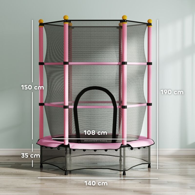 Homcom - Trampolín Infantil Cama Elástica para Niños mayores de 3 Años Jardín Ro