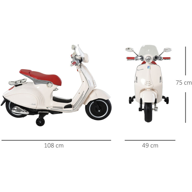 Moto eléctrica infantil - HOMCOM +3 Años, 12V, 2 Ruedas Auxiliares