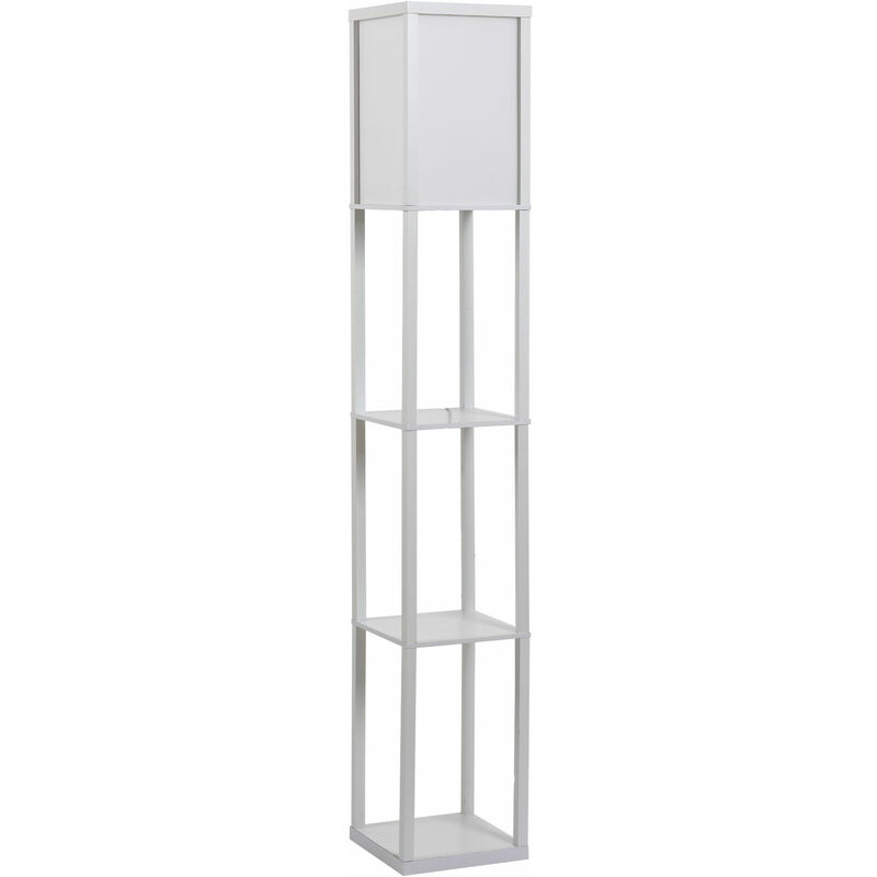 Lámpara de Pie de Madera con 3 Estantes para Bombilla E27 Potencia Máx. 40W Lámpara Moderna para Salón Dormitorio 26x26x160 cm Blanco