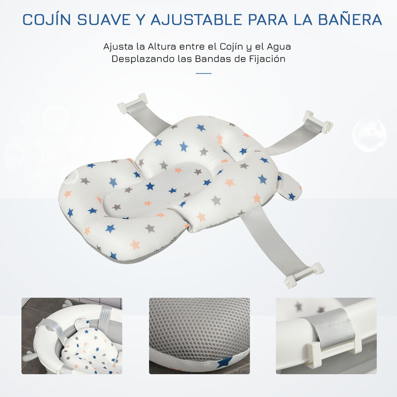 HOMCOM Bañera para Bebés Plegable 30 Litros con Tapón Termosensible y Cojín  Cómodo Almohadillas Antideslizantes 81,5x50,5x23,5 cm Azul