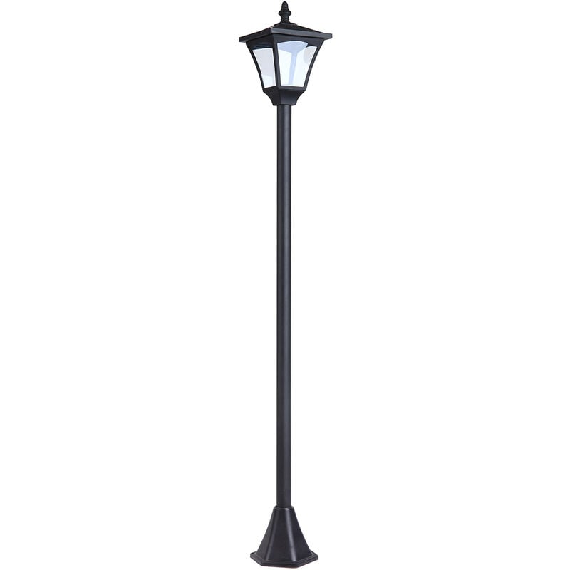 Lámpara De Outsunny ip44 con luces led negro 15x15x120 cm farol solar pie inteligentes exteriores patio