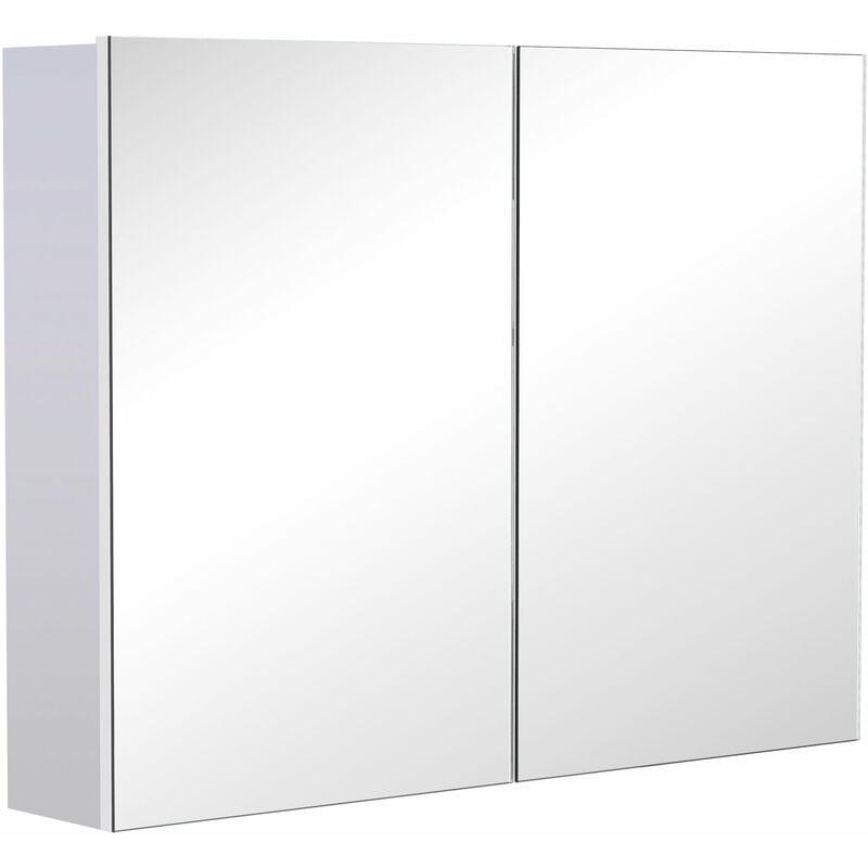 HOMCOM Armario de Baño con Espejo con 2 Puertas y Balda Ajustable Mueble  Colgante de Estilo Moderno 48x14,5x45 cm Blanco