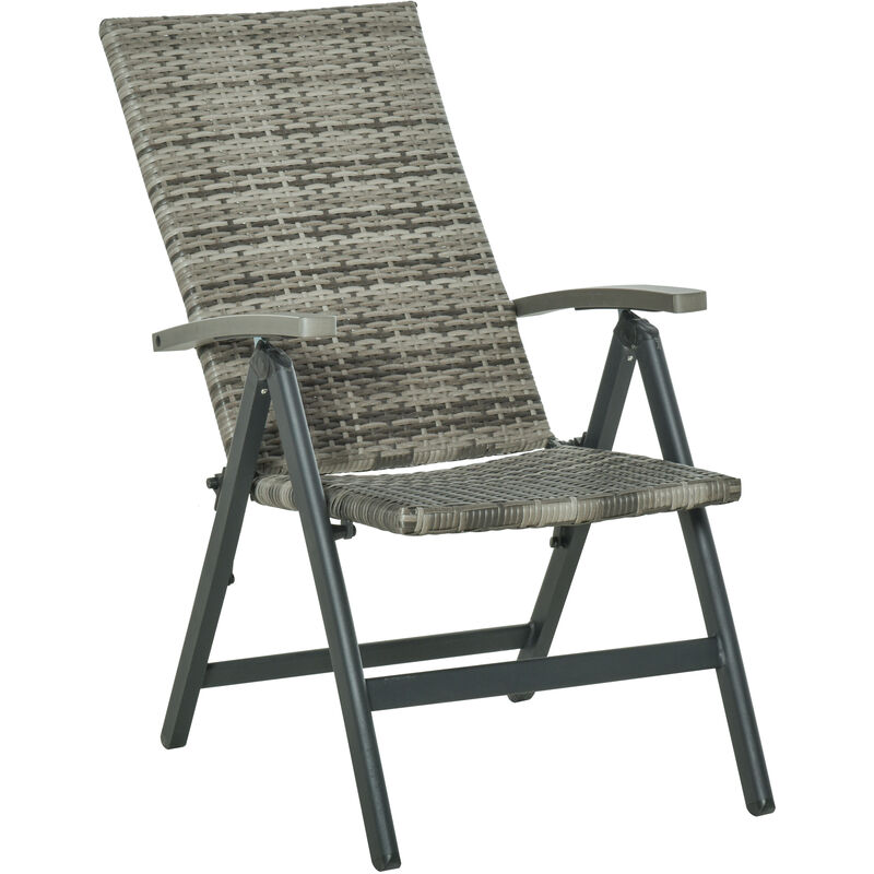 Silla Plegable de Ratán con 5 Posiciones Reclinable Aluminio 59x68x107 cm Gris