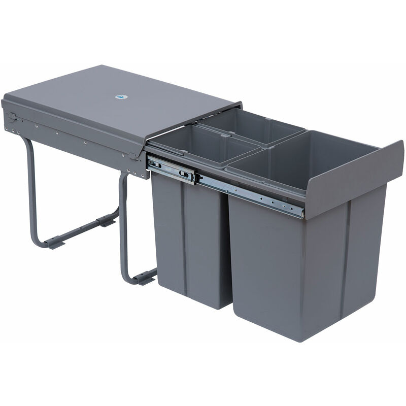 Cubo de basura extraíble de cierre suave para residuos de cocina y  reciclables, para un armario o puerta con bisagras de 400 mm, madera, 20L +  2x10L : : Hogar y cocina
