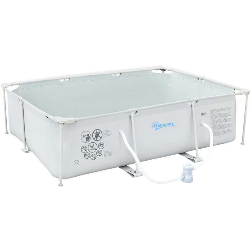 Piscina Desmontable Tubular con Depuradora de Cartucho Piscina Rectangular de Acero para Adultos y Niños 292x190x75 cm 3600L Gris