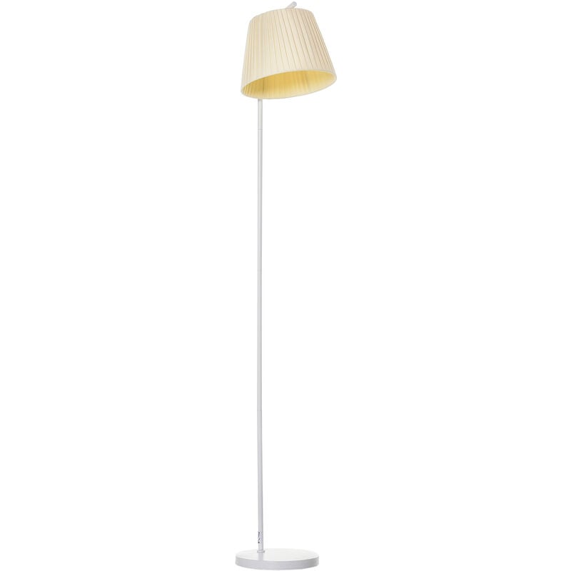 HOMCOM Lámpara de Pie Moderna Bombilla E27 Requerida Potencia Máx. de 40W con Pantalla de Lino Plisada para Dormitorio Sala de Estar Ø25x165 cm