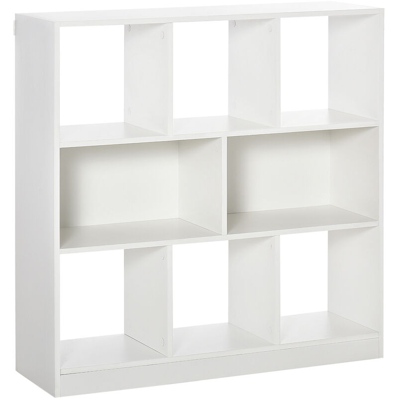 HOMCOM Estantería Librería con 8 Compartimentos Estantería de Exposición Libros Moderna para Sala de Estar Dormitorio Oficina 97,5x30x100 cm Blanco