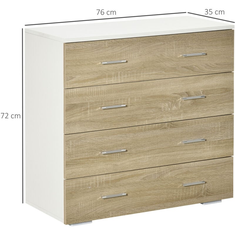 Dmora - Cómoda Dmaniero, Cajonera con 4 cajones, Tocador para dormitorio,  Cómoda moderna, 76x40h94 cm, Roble anudado