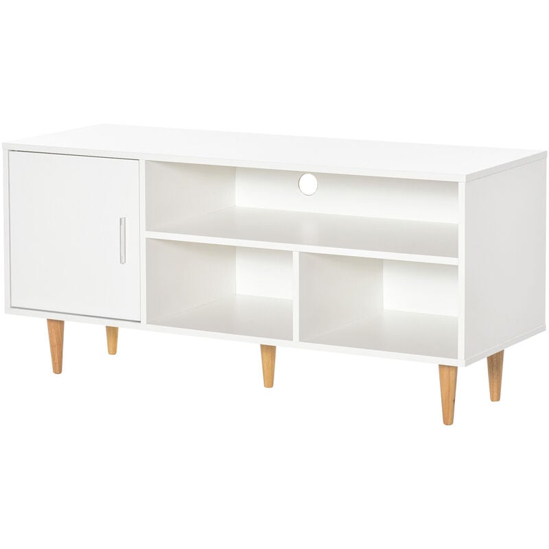 Mueble de TV para Televisores de 60 Pulgadas Mesa para TV de Salón Comedor Moderna con Armario 3 Compartimentos y 5 Patas de Madera 120x40x55 cm