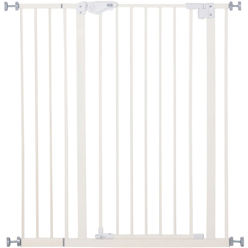 Barrera de seguridad perros con extensiones PawHut 75-96x76 cm blanco