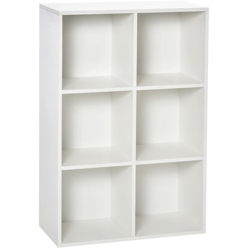 Estantería para Libros Estantes de Madera de 3 Niveles con 6 Cubos de Almacenaje para Sala de Estar Dormitorio Oficina 65,5x30x97,5 cm