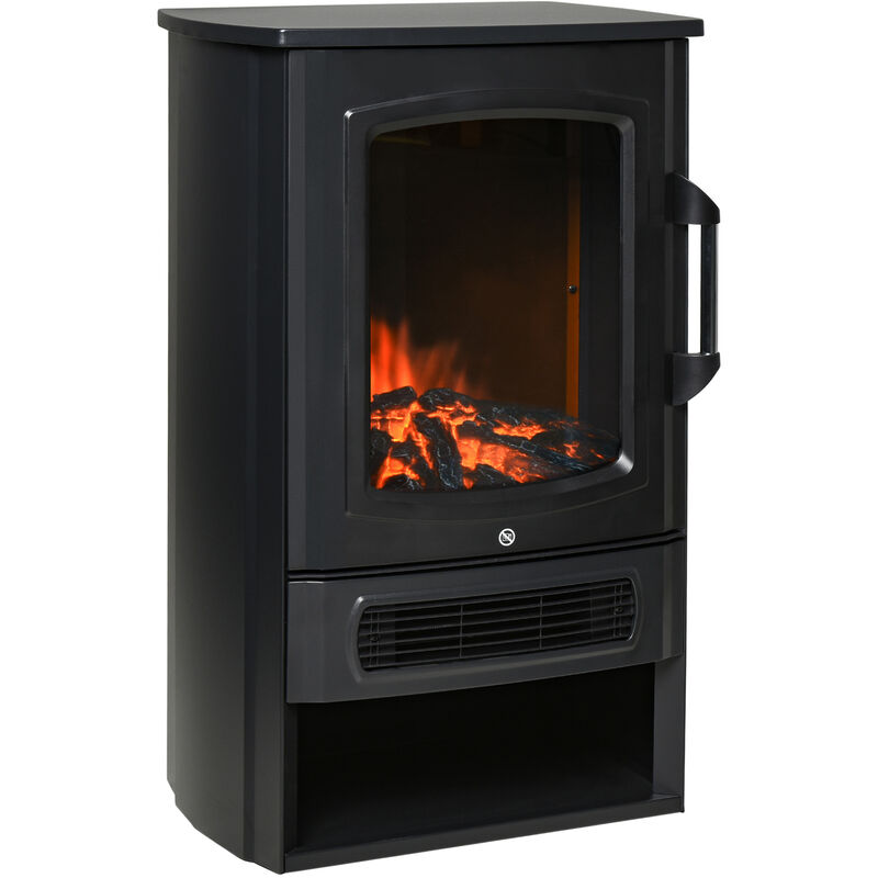 Chimenea Eléctrica Potencia de 2 Niveles 1000W o 2000W con Efecto Llama Termostato y Protección contra Sobrecalentamiento 25 m² 44,5x32,1x74 cm Negro