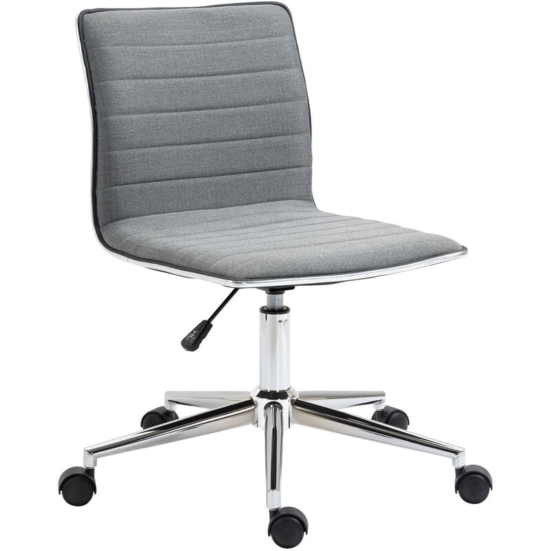 Silla de Oficina Ergonómica Silla Escritorio Giratoria con Altura Ajustable Respaldo Tapizado en Lino Transpirable Carga 120 kg 47x57x76,5-86,5cm Gris