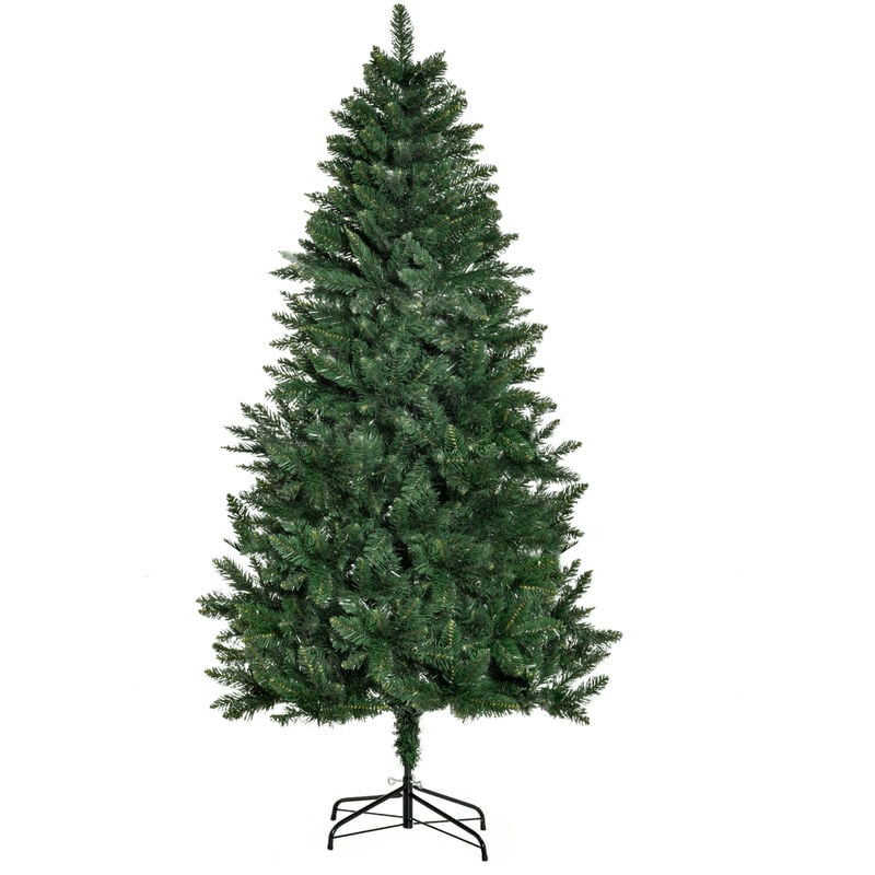 Árbol de Navidad Artificial 180 cm Ignífugo con 724 Ramas con 2 Tipos de Puntas de PVC Base Plegable Soporte de Acero Decoración Navideña de Interior