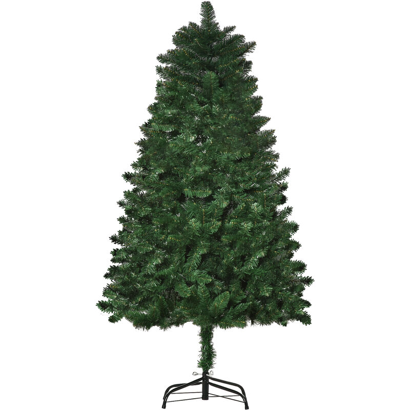 Árbol de Navidad Artificial 150 cm Ignífugo con 454 Ramas con 2 Tipos de Puntas de PVC Base Plegable Soporte de Acero Decoración Navideña de Interior