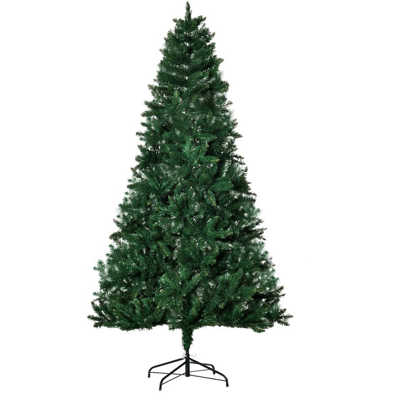 Árbol de Navidad Artificial 210 cm Ignífugo con 1064 Ramas con 2 Tipos de Puntas de PVC Base Plegable Soporte de Acero Decoración Navideña de Interior