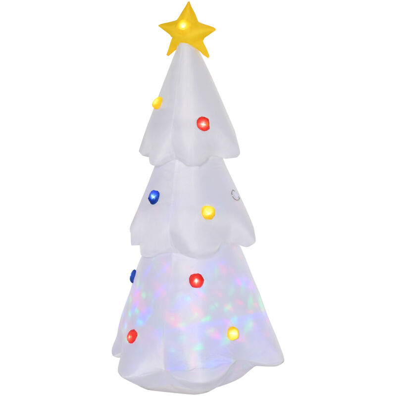 Árbol de Navidad Inflable 122 cm de Altura con Luces LED e Inflador Decoración Navideña para Interiores Exteriores 60x51x122 cm
