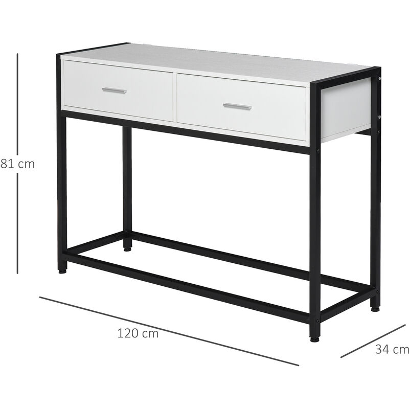 Homcom Mesa Consola De Entrada 108x28x85 Cm Mueble Recibidor Con Encimera  De Cristal Estante Y Rejilla Inferior Marco De Acero Para Pasillo Salón  Extremo De Gris