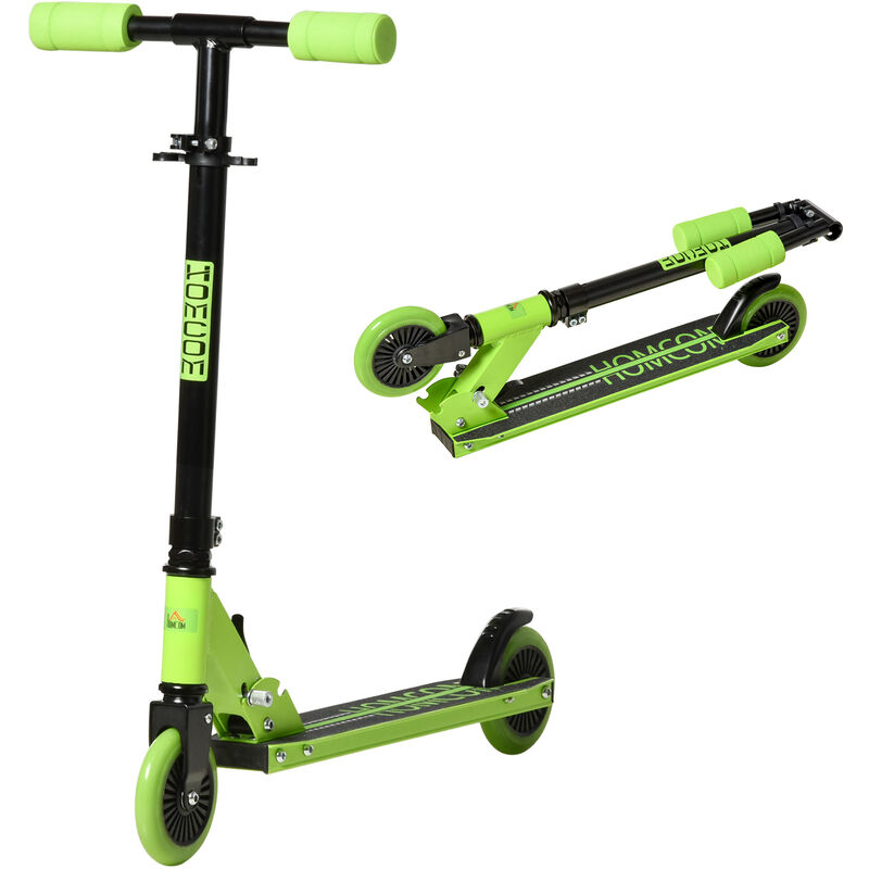 Patinete para Niños de +3 Años Plegable Scooter de 2 Ruedas con Manillar Altura Ajustable y Freno Posterior Carga 50 kg 67,7x34x79,5-89,5 cm