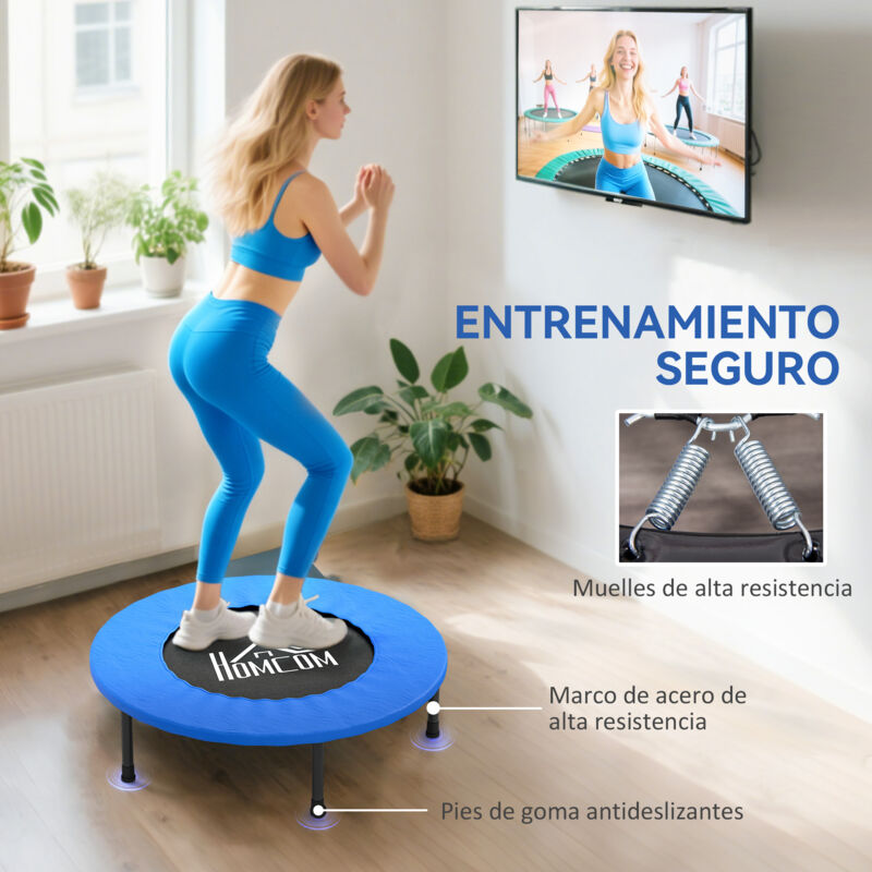 HOMCOM Trampolín de Fitness Adultos 102 cm, Cama Elástica Plegable con HOMCOM Trampolín de Fitness Adultos 102 cm, Cama Elástica Plegable con