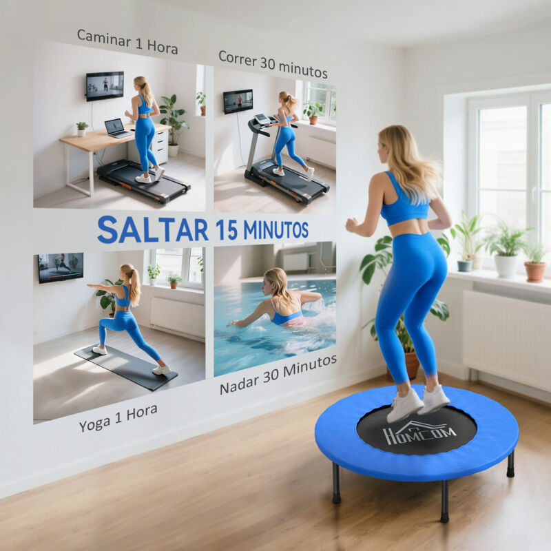 HOMCOM Cama Elástica Fitness 100 Cm Trampolín De Acero Con 36 Resortes Con Protector De Borde Incluido Para~a71 022 HOMCOM Cama Elástica Fitness 100 Cm Trampolín De Acero Con 36 Resortes Con Protector De Borde Incluido Para~a71 022