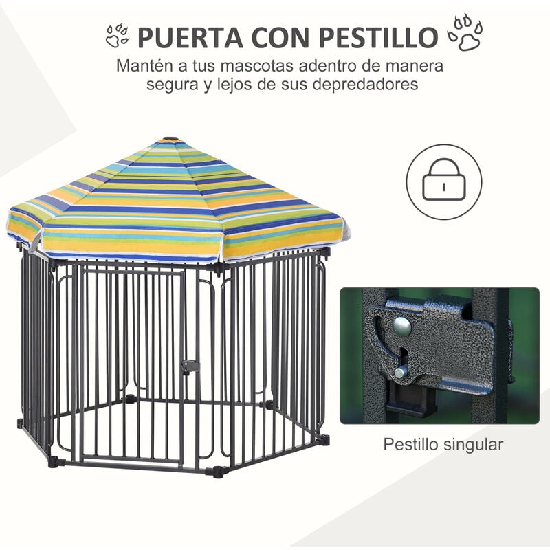 PawHut Parque para Perros de 6 Paneles Valla Metálica para Mascotas con  Ancho Ajustable 82,5-150x79x61 cm Negro