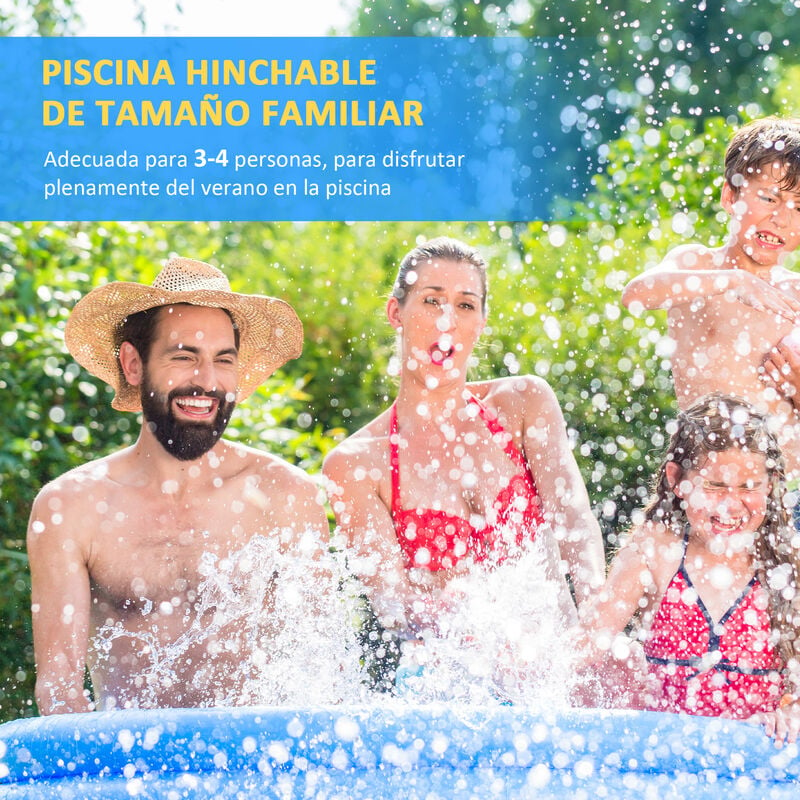Outsunny Piscina Hinchable Rectangular 1.300 Litros 262x176x56 cm para 1-2  Personas Piscina Inflable Familiar para Adultos y Niños en Jardín Patio  Exterior Azul Grande
