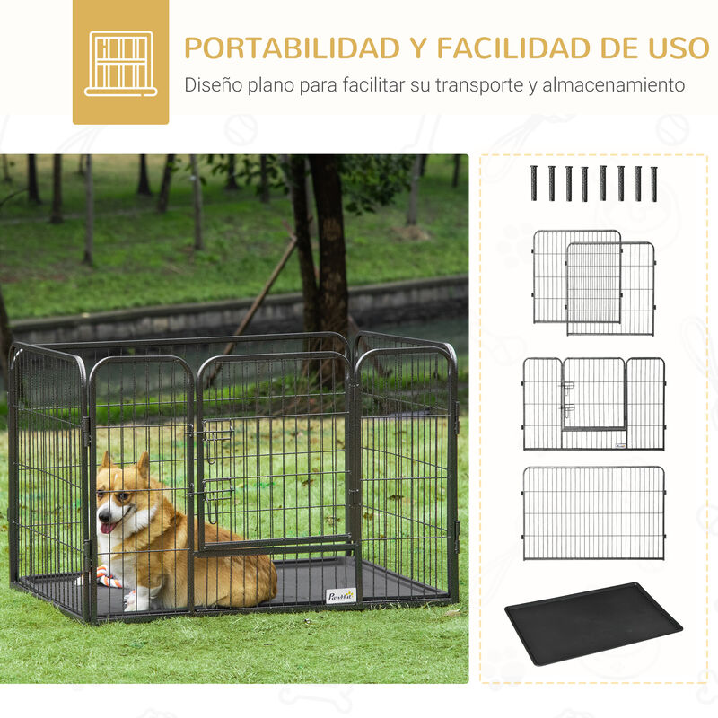 Parque para mascotas rectangular 4 paneles PawHut 109x74x71cm